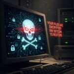 ランサムウェアのサイバー攻撃を受けたパソコン